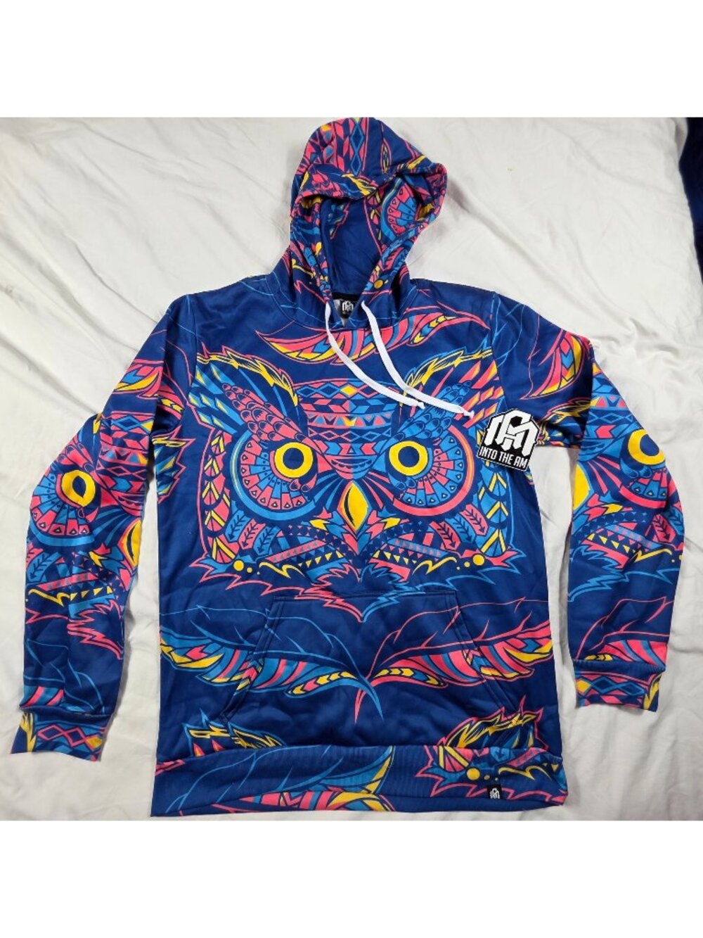 INTO THE AM Electric Owl Hoodie 2XL Trippy Rave Festival Graphic Fleece